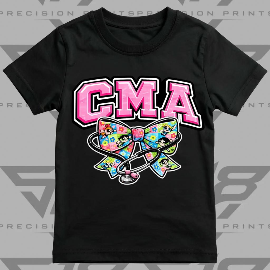 Powerpuff Inspired CMA Healthcare Bow Shirt | Cute Healthcare Tee | Stethoscope Bow T-Shirt | Medical Worker Gift | Unisex Cotton Graphic Tee (Copy 3)