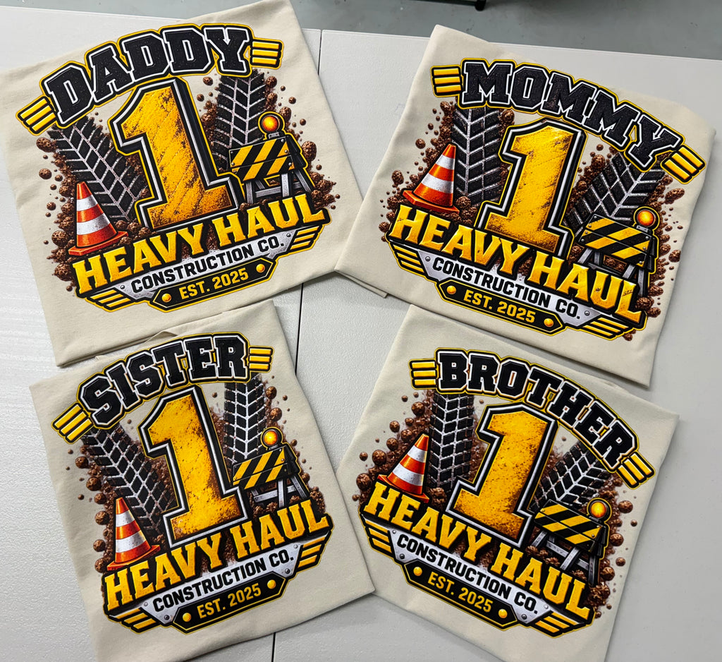 Custom Construction Truck Birthday Family Shirts | Personalized Heavy Haul Birthday Shirt | Family Matching Shirts | Construction Party