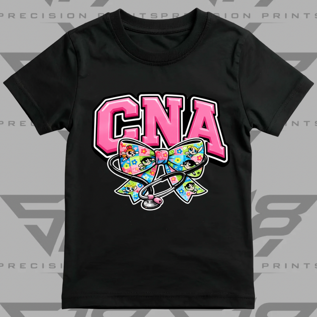 Powerpuff Inspired CNA Healthcare Bow Shirt | Cute Healthcare Tee | Stethoscope Bow T-Shirt | Medical Worker Gift | Unisex Cotton Graphic Tee (Copy 2)