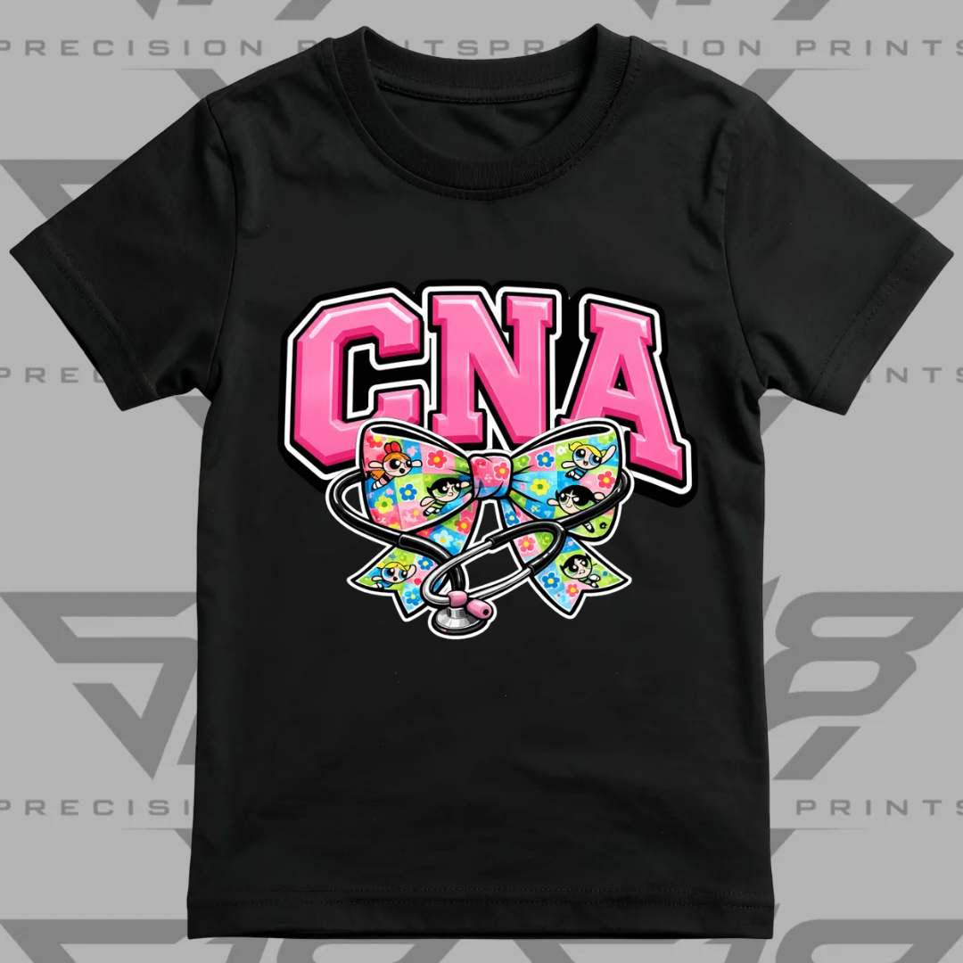 Powerpuff Inspired CNA Healthcare Bow Shirt | Cute Healthcare Tee | Stethoscope Bow T-Shirt | Medical Worker Gift | Unisex Cotton Graphic Tee (Copy 2)