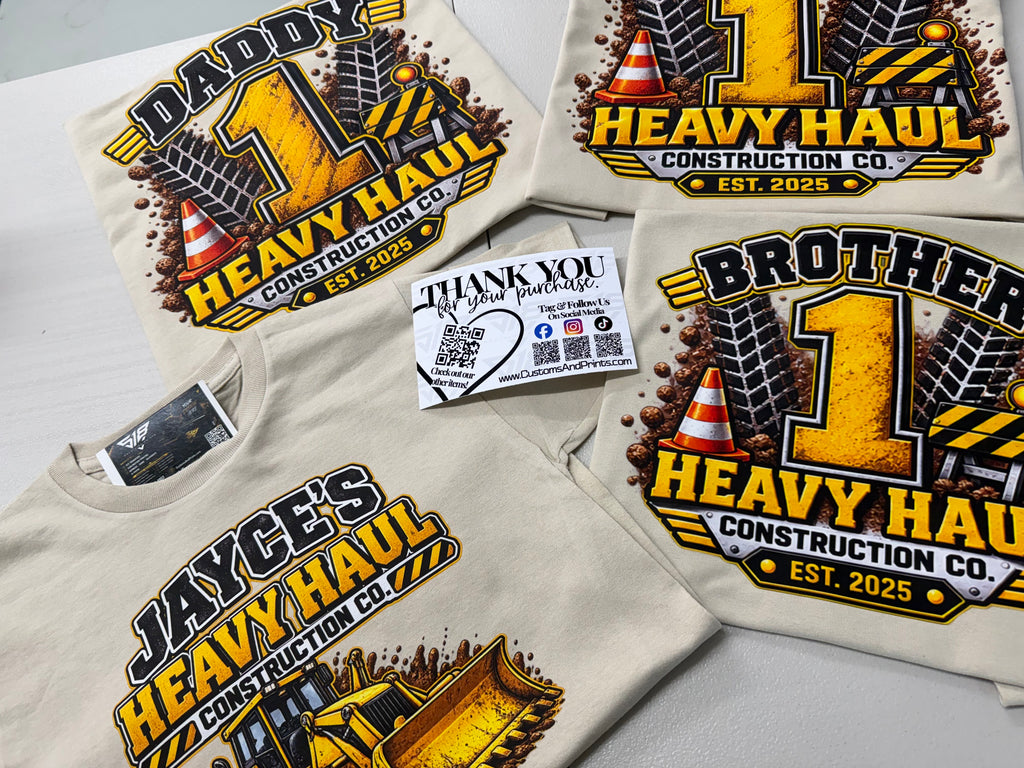 Custom Construction Truck Birthday Family Shirts | Personalized Heavy Haul Birthday Shirt | Family Matching Shirts | Construction Party