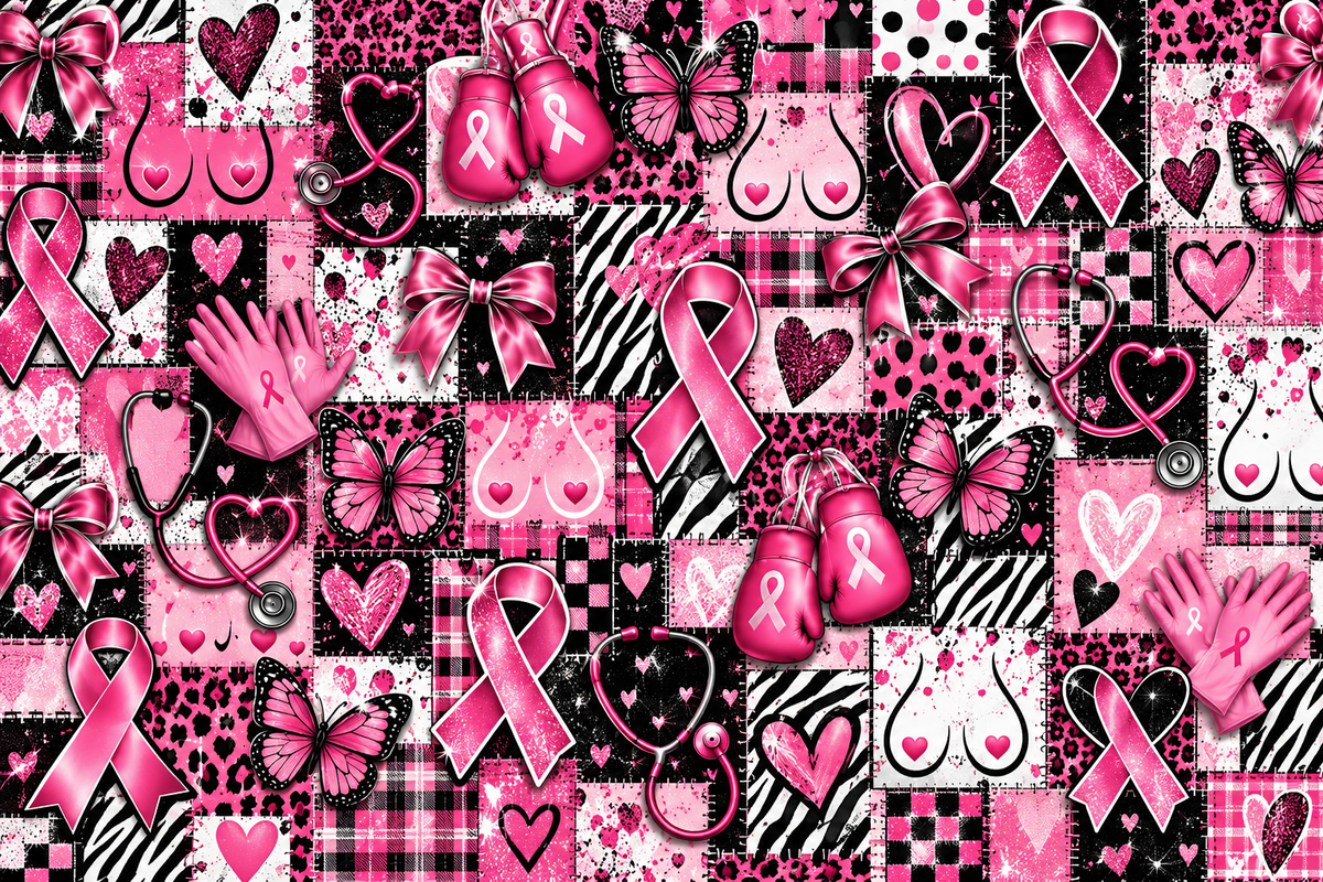 Pink Patchwork Breast Cancer Awareness Scrub Cap | Pink Ribbon Tie Back Surgical Cap | Breast Cancer Nurse Scrub Hat | Healthcare Gift